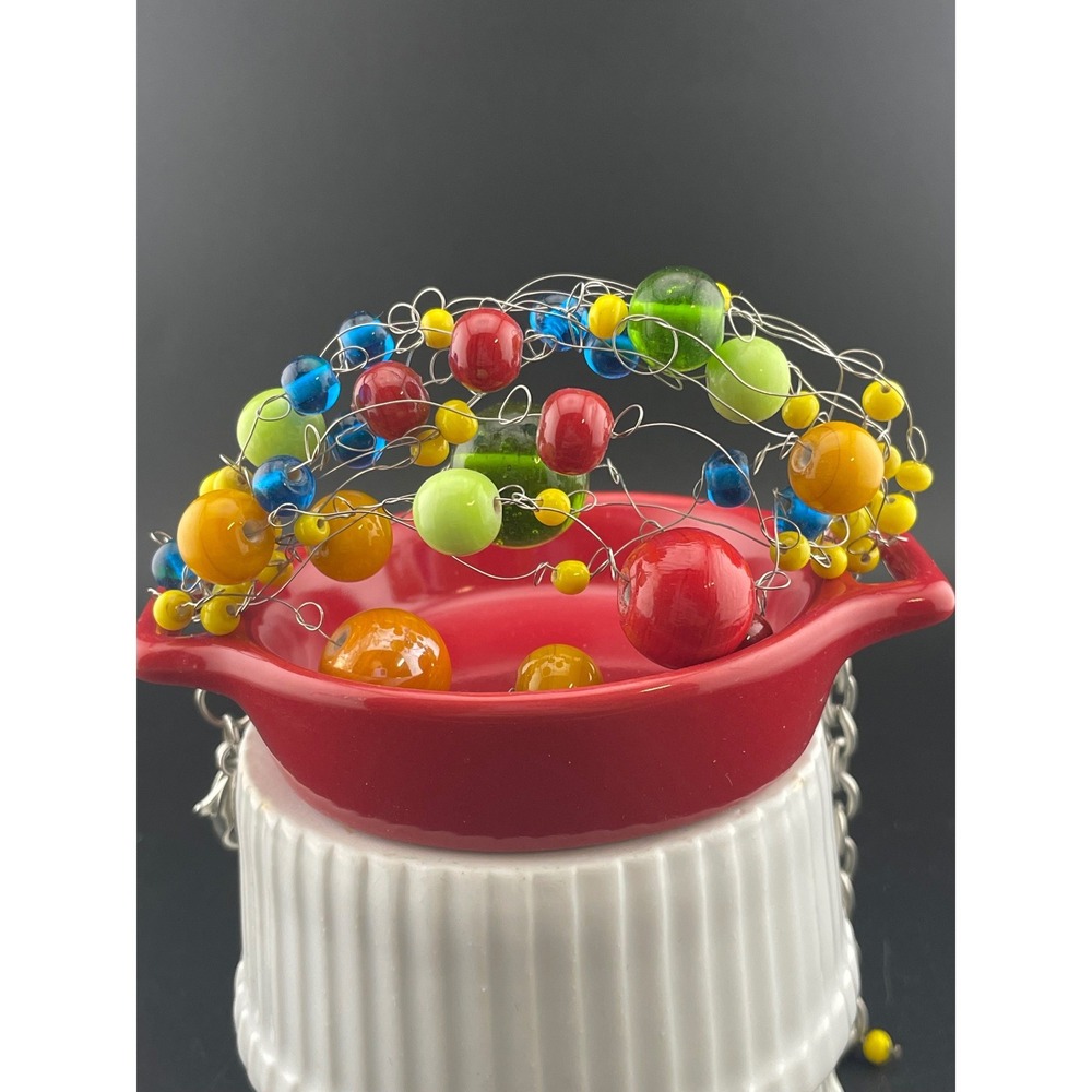Manouk Sculptural Glass Bead Bracelet Statement Multicolor Wire Wrap art to wear - Picture 8 of 16